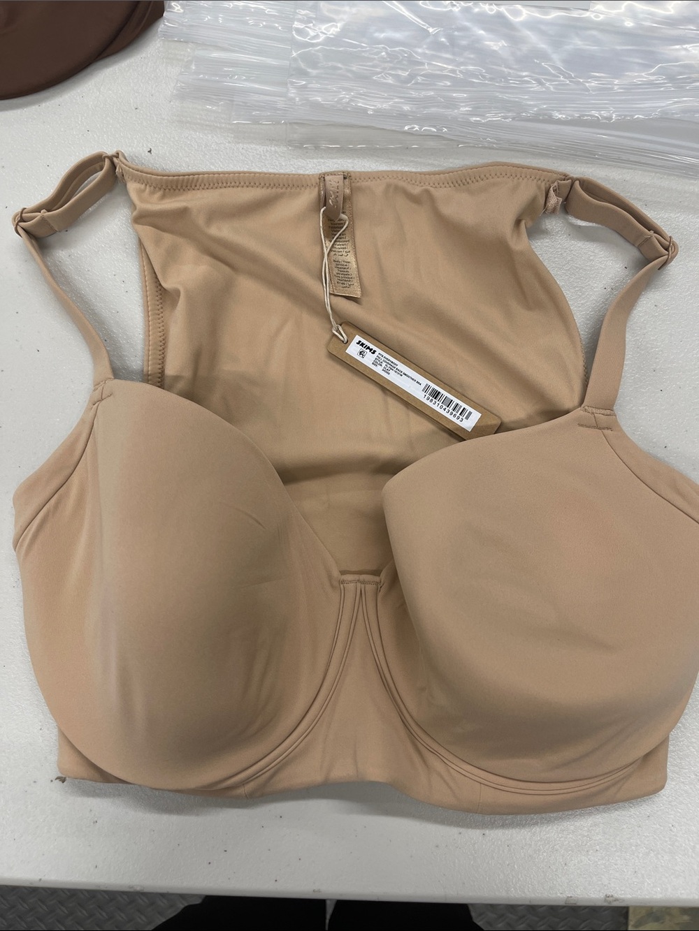 Skims Fits Full Coverage Back Smoother Bra 34 DDD Clay NWT